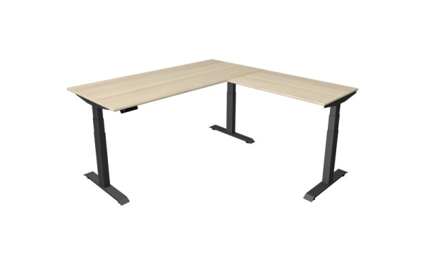 Kerkmann Sitz-/Stehtisch Move 4, B 1800 x T 800 mm mit Anbauelement 1000 x 600 mm, elektrisch höhenverstellbar von 640-1290 mm, Ahorn, 10083150