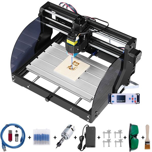 VEVOR CNC 3018 Pro-M Graviermaschine 15 W 3018 Pro Max, Fräs-/Graviermaschine mit Acrylschutzscheiben, MGDKJ3018M15W0001V2
