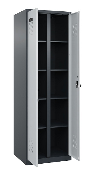 C+P Wäsche-Spind Evolo PLUS, 2 Abteile, 1850x600x500mm, 7016/7035, Verschluss Drehriegel, 049002-20B S10017