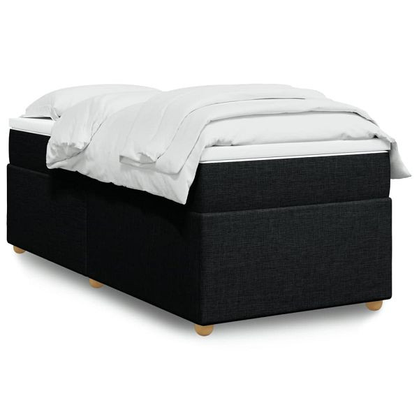 vidaXL Boxspringbett mit Matratze Schwarz 100x200 cm Stoff, 3285354
