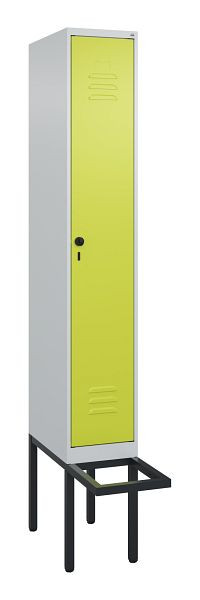 C+P Umkleidespind Classic PLUS, 2120x300x815mm, 7035/0024, Drehriegel, Buche-Sitzleisten, je 2 Doppel-Haken, 0800407-10F S10010