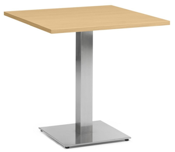 Deskin Cafeteria Tischsystem PARMA eckig, Gestell Edelstahl, Platte Holzdekor Buche, 287711