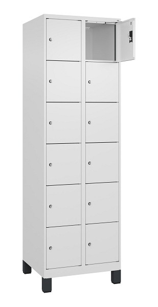 C+P Schließfachschrank Evolo PLUS, mit Füßen, 12 Fächer, 1950x600x500mm, 9016/9, 049010-206 S10020