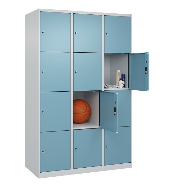 C+P Schließfachschrank Evolo PLUS, 12 Fächer, 1850x1200x500mm, 7035/0010, Abteile 3, Abteilbreite 400 mm, 049000-324 S10009