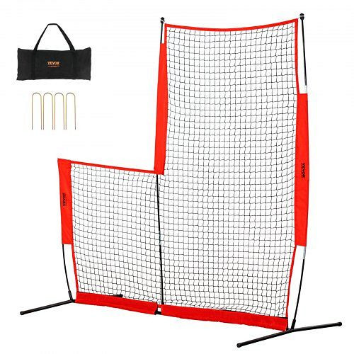 VEVOR L-Typ für Schlägerkäfig 240 x 106 x 214 cm Softball-Sicherheitsschirm Körperschutz Tragbar & Bodenpfählen, Outdoor Rot, TSBHWLXQX77YB6H9IV0