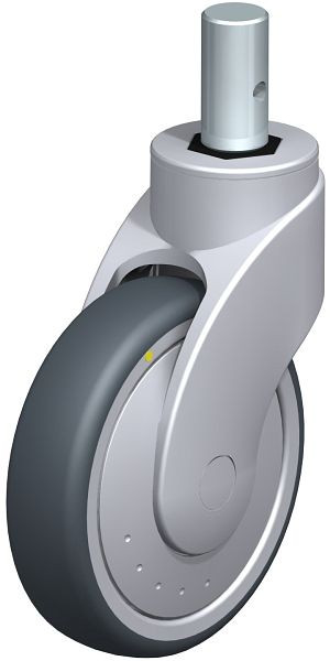 Blickle LWGE-TPA 126K-ELS-FK-ZA55 Kunststoff-Lenkrolle WAVE mit Zapfen, Thermoplastisches Gummi-Elastomer, Grau, 743863