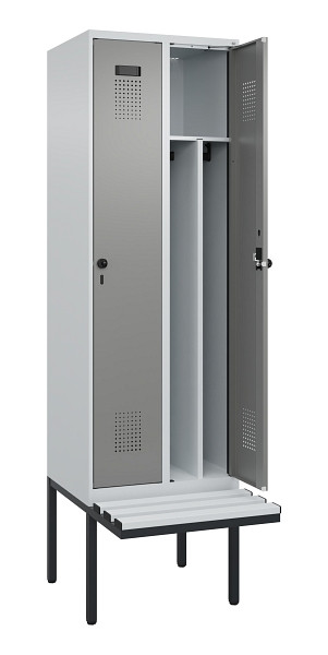 C+P Spind Evolo PLUS, 2 Abteile, 2120x600x815mm, 7035/0004, Drehriegel, Material Sitzfläche Kunststoff, 0490407-20F S10068