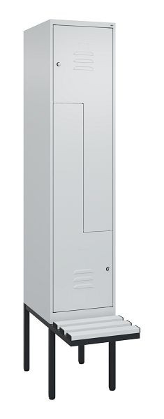 C+P Z-Spind Classic PLUS, Bank, 2 Abteile, 2120x400x815mm, 7035/7035, Zylinderschlösser, 0800437-122 S10054