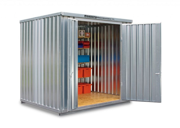 FLADAFI Materialcontainer MC 1300 XXL, verzinkt, zerlegt, 3.050 x 2.530 x 2.595 mm, Doppelflügeltüre auf der 3 m Seite, F2513200201