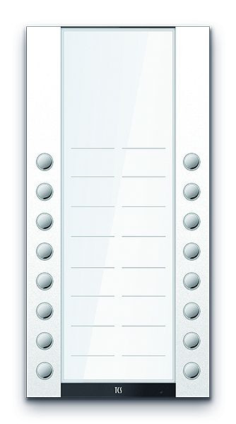 TCS Türkontrollsystem PET PRO Audio Klingeltastenerweiterung kurz 20T 2 Spalten AP RAL9010 reinweiß, AEA530220-0019