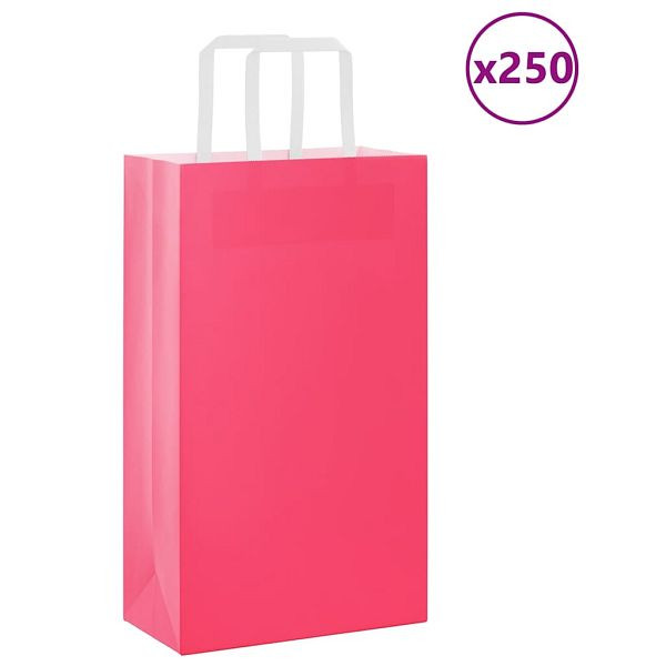 vidaXL Papiertragetaschen 250 Stk. mit Henkeln Rosa 21x11x36 cm, 4101897