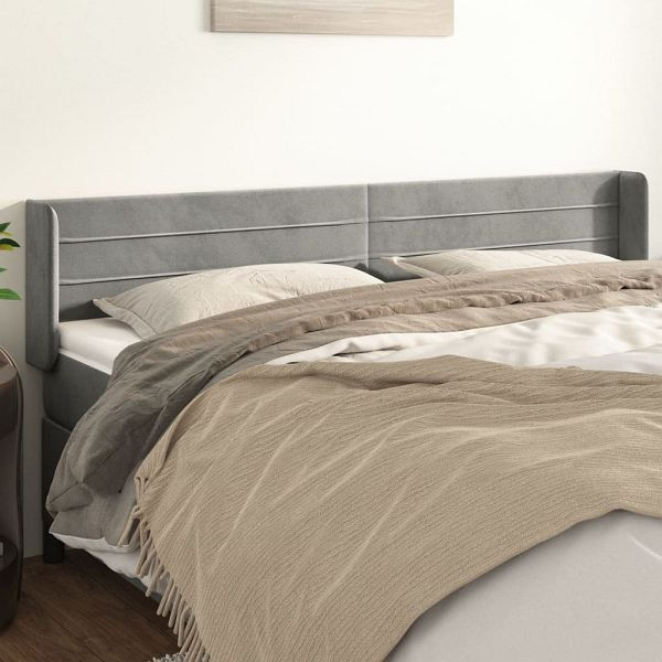 vidaXL Kopfteil mit Ohren Hellgrau 183x16x78/88 cm Samt, 3118968