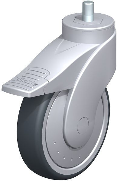 Blickle LWG-TPA 126K-FI-FK-GS12 Kunststoff-Lenkrolle WAVE mit Gewindestift & Feststeller, Thermoplastisches Gummi-Elastomer, Grau, 743313