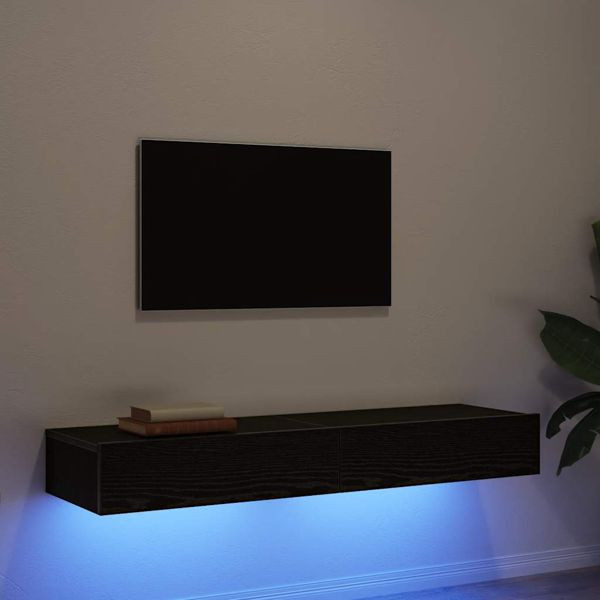 vidaXL TV-Schränke mit LED-Leuchten 2 Stk. Schwarze Eiche 60x35x15,5 cm, 862033
