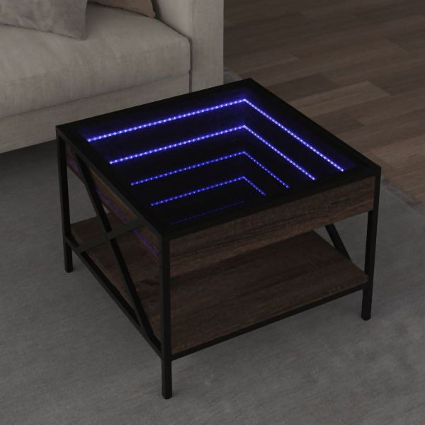 vidaXL Couchtisch mit Infinity-LED Braun Eichen-Optik 50x50x38 cm, 847701