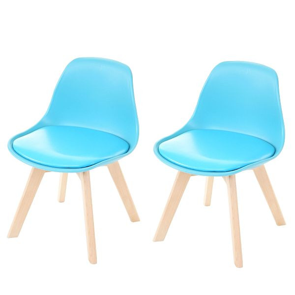 Mendler 2er-Set Kinderstuhl HWC-E81, Kinderhocker Stuhl Kindermöbel Kinderzimmer, 55x38x39cm, Kunstleder, blau, 68749
