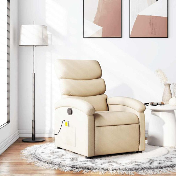 vidaXL Massage-Relaxsessel, cremefarbener Stoff, 3205813