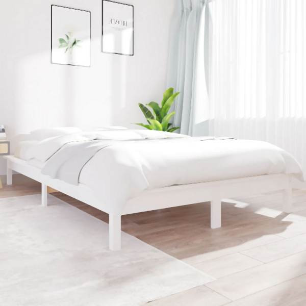 vidaXL Massivholzbett Weiß 140x200 cm Kiefer, 820542, 8720287134305