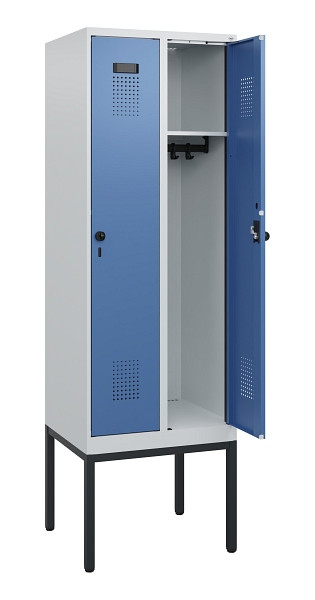 C+P Spind Evolo PLUS, Gestell, 2 Abteile, 1950x600x500mm, 7035/5023, Drehriegel, 0490305-20 S10008