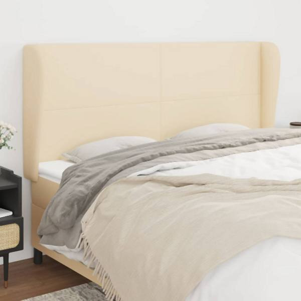 vidaXL Kopfteil mit Ohren Creme 183x23x118/128 cm Stoff, 3117695