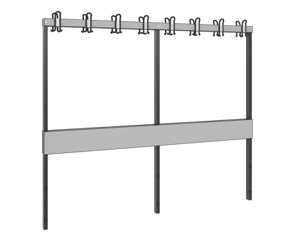 C+P Garderobenbank 2-seitig, Feuchtraum, H1650xB1960xT750 mm, Schwarzgrau/HPL Grau, 8062-712 S10002