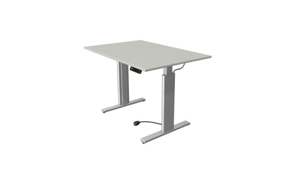 Kerkmann Sitz-/Stehtisch Move 3 silber, B 1200 x T 800 mm, elektrisch höhenverstellbar von 720-1200 mm, lichtgrau, (Montage), 10231611-1