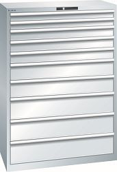 LISTA Schubladenschrank 54x27E (BxTxH) 1023x572x1450mm KEY Lock, Lichtgrau, 10 Schubladen, Fronthöhe: 75 - 200mm, Tragkraft Schubladen: 75kg, 78.770.020