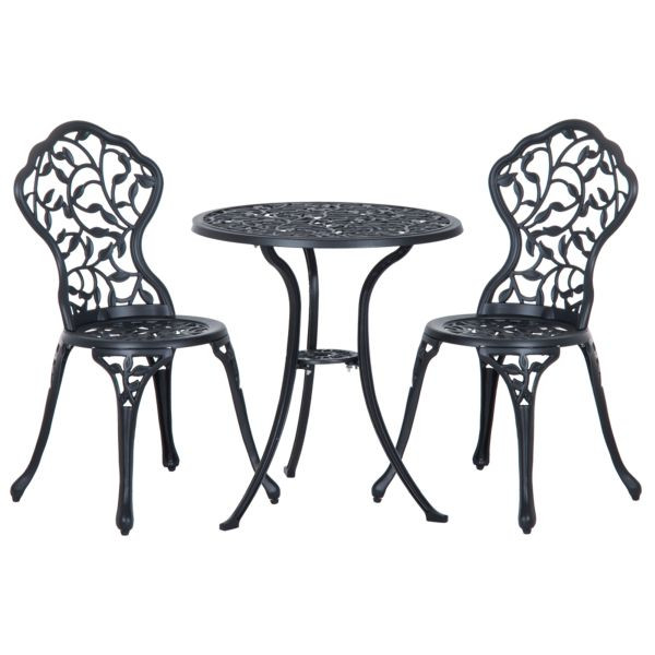 Outsunny Bistroset 3-teilig Balkonmöbel Set Bistrotisch mit 2 Stühlen, 84B-028