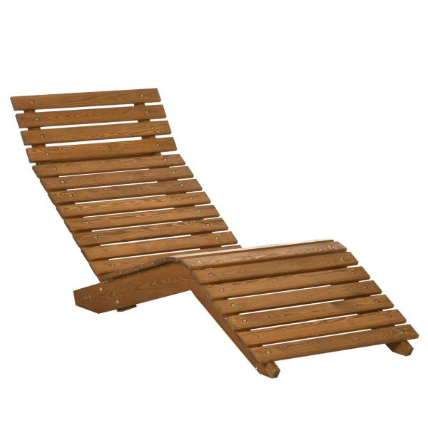 Outsunny Sonnenliege Liegestuhl, Gartenliege für Poolbereich, Balkon Teak, 84G-028V00TK