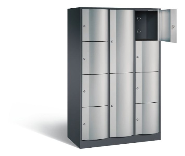 C+P Kombi-Schließfachschrank Resisto, H1950xB1148xT540mm, Farbe: Schwarzgrau / Weißaluminium, 8070-3723 S10008