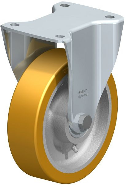 Blickle BH-GTH 175K Stahlblech-Bockrolle, Schwerlast-Ausführung, mit Anschraubplatte, Blickle Extrathane®, Hellbraun, 9506