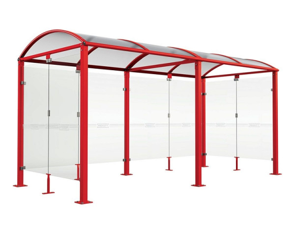 Procity Fahrradüberdachung Vierkantrohr "M" Grundmodell + Erweiterung + Rückwand + Seitenverkleidung, Feste Pfosten auf Bodenplatten, RAL 3020, 529023.3020