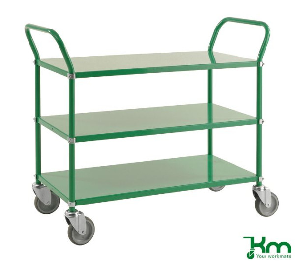 Kongamek Farbiger Wagen mit 3 Böden, 4 Lenkrollen, Grün, KM2106
