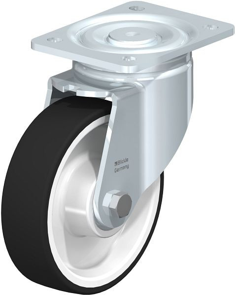 Blickle LH-POTH 160K Stahlblech-Lenkrolle, Schwerlast-Ausführung, mit Anschraubplatte, Thermoplastisches Polyurethan, Grau, 739988