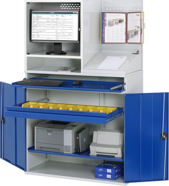 RAU Computer-Schrank - Modell 69, B1100 x T520 x H1770 mm, Monitorgehäuse B650 x T520 x H710 mm, 07-1100-M69-MG5.11
