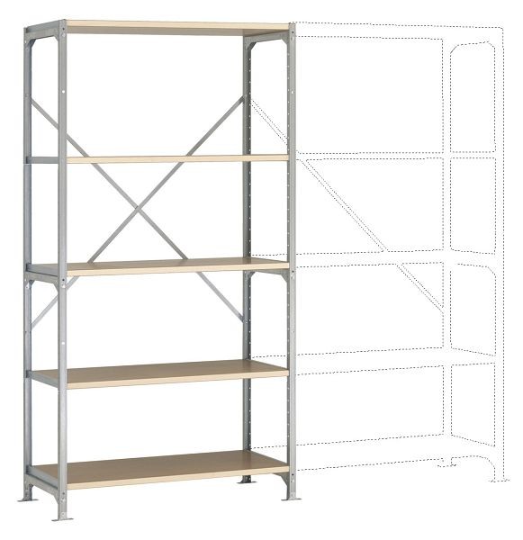 Manuflex Schweres Fachboden-Steckregal Grundregal mit 5 Holzverbundböden, HxBxT = 2000 x 1030 x 700 mm, RB2292