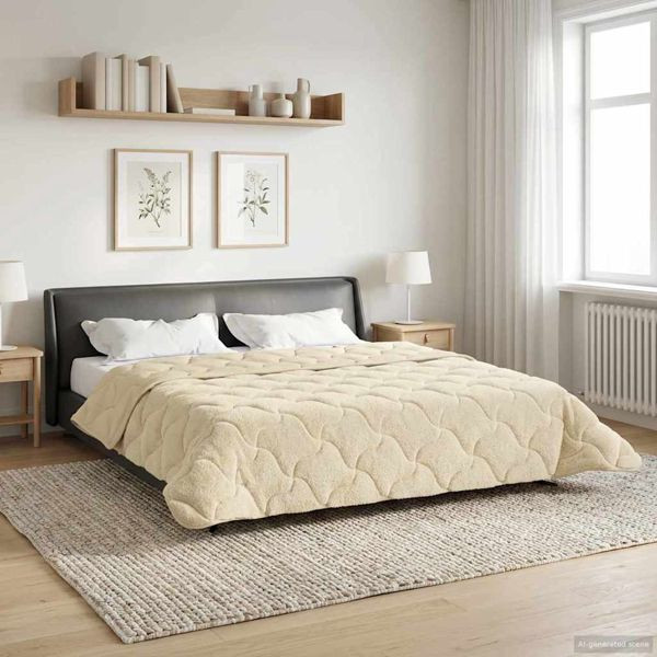 vidaXL Ganzjahresbettdecke Gepolstert Creme 220 x 240 cm, 42026298