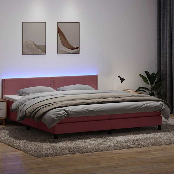 vidaXL Boxspringbett mit Matratze Rosa 200x220 cm Samt, 3316856