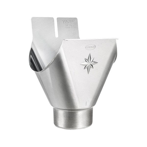 Grömo Zink-Einhangstutzen 400/120mm, oval, für halbrunde Rinne 62472, 106482