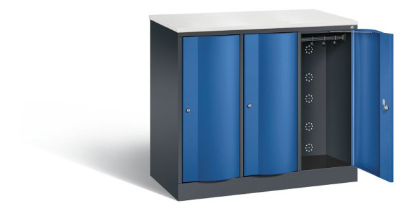 C+P Garderobenschrank Resisto, H1077xB1148xT540mm, Farbe: Schwarzgrau / Enzianblau, 8271-372 S10060
