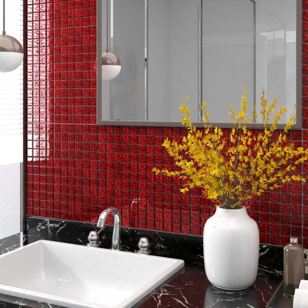 vidaXL Mosaikfliesen, VE: 22 Stück, Rot 30x30 cm Glas, 327306