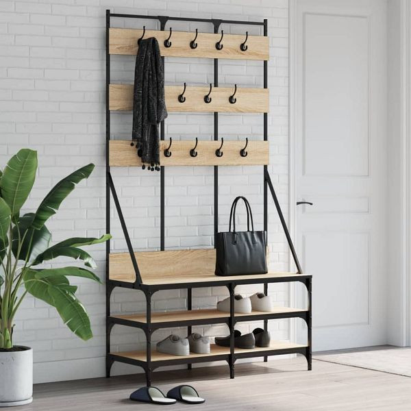 vidaXL Kleiderständer mit Schuhablage Sonoma-Eiche 100x40x184 cm, 837858