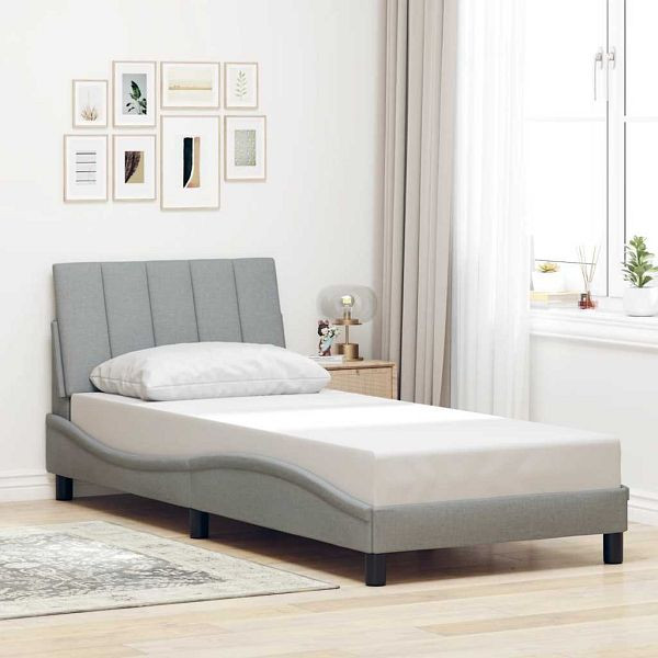 vidaXL Bettgestell ohne Matratze Hellgrau 90x190 cm Stoff, 3310356