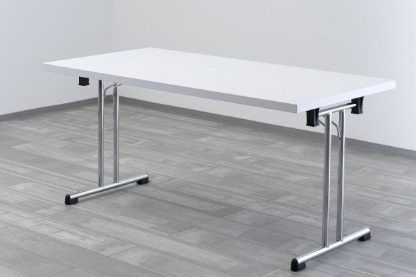 Hammerbacher Klapptisch 160x80 cm Weiß/Chromgestell, Rechteckform, VKL16/W/C