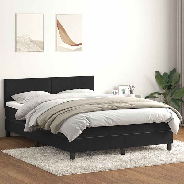 vidaXL Boxspringbett mit Matratze Schwarz 160x210 cm Samt, 3316025