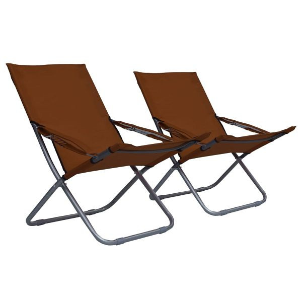 vidaXL Klappbare Strandstühle 2 Stück Stoff Braun, 47906