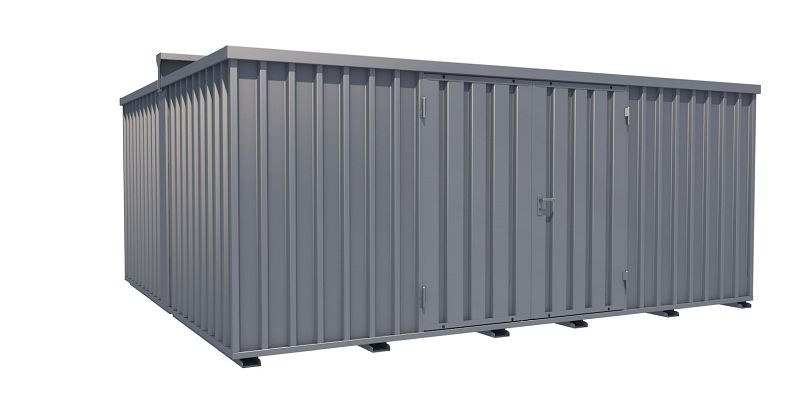 BOS ContainerCombination 2,1m, 5x4m, 2-flügelige Tür auf der 5 m-Seite, Staplerentladung, Kondenswasser-Stop-Beschichtung, SCC2100-5x4-LZ+AKW-SCC-5x4+STAP