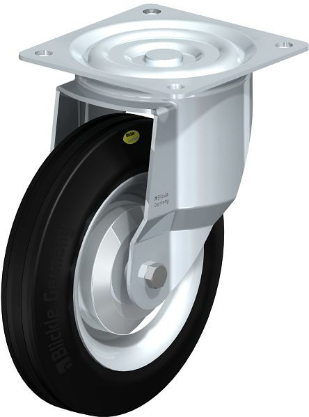 Blickle L-RD 252R-FA Stahlblech-Lenkrolle, mittelschwere Ausführung, mit Anschraubplatte, Zweikomponenten-Vollgummi, Schwarz, 92866