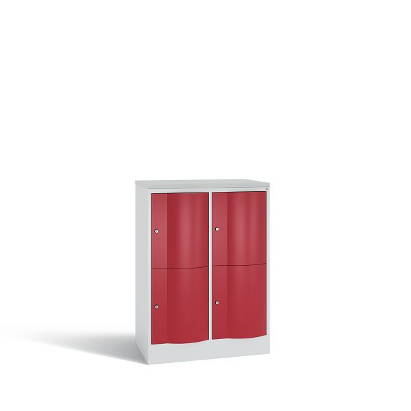 C+P Schließfachschrank Resisto,4 Fächer, H1077xB772xT540mm,Grau/Rubinrot/DBS Hellgrau, 8472-272 S10126