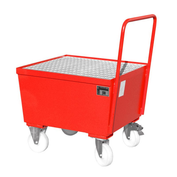 STEIN HGS Fahrbare Auffangwanne AW-F, 3mm Stahlblech, für 200l-Fässer, 215 Liter, RAL 3000 feuerrot, lackiert, 1x 200 Liter Fass, 79204.0002
